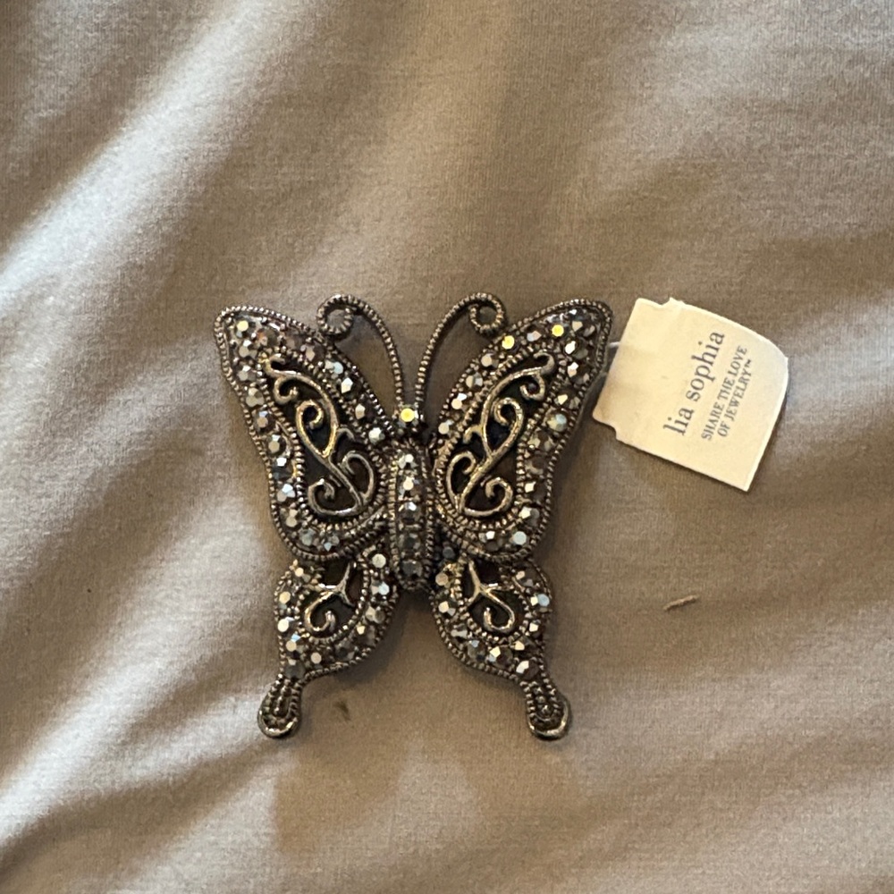 Lia Sophia Ornate Silver Butterfly Pin